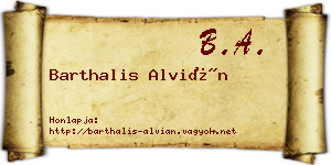 Barthalis Alvián névjegykártya